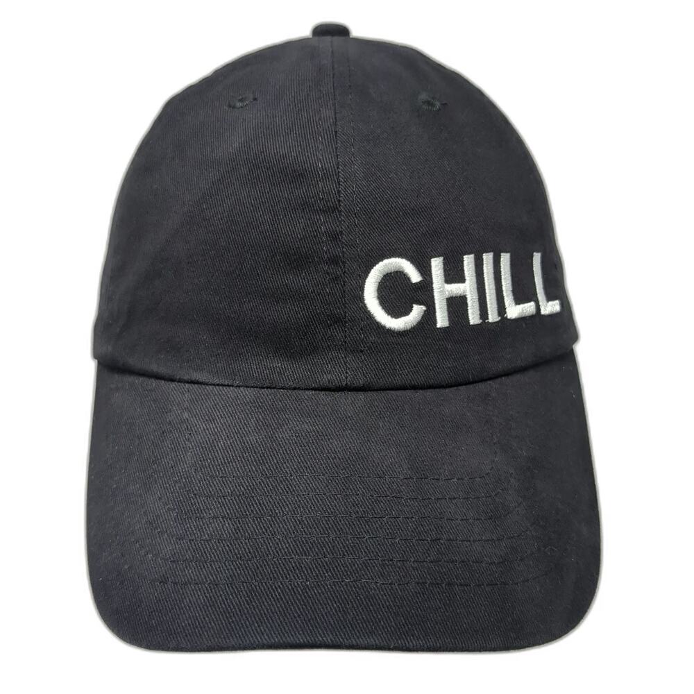 Steve Madden Baseball Cap Black One Size Chill Embroidered Slideback Hat